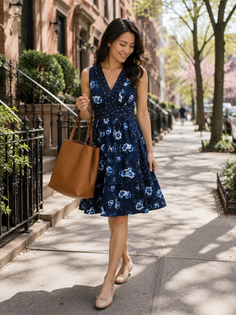 Kate Spade Prairie Rose Navy Floral Dress - Sz 0